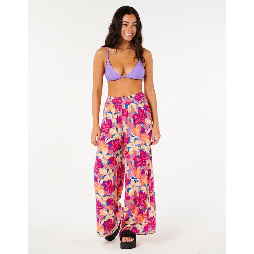 RIP CURL Es Vedra Womens Tropical Print Wide leg Beach Pant Size Large